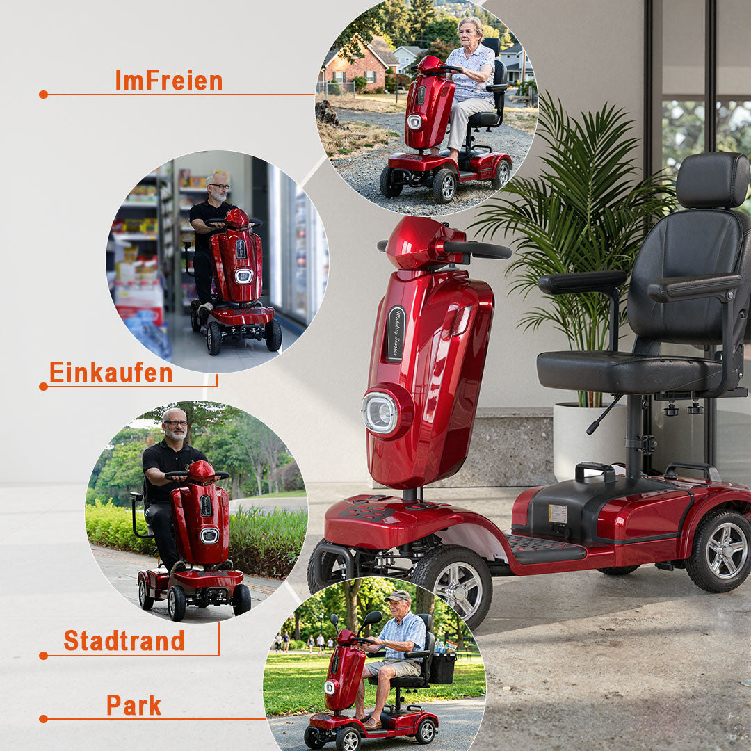 Ecomobi MS02 Plus Schwerlast-Elektromobil für Senioren – Bis zu 48 km Reichweite, 204 kg Tragfähigkeit