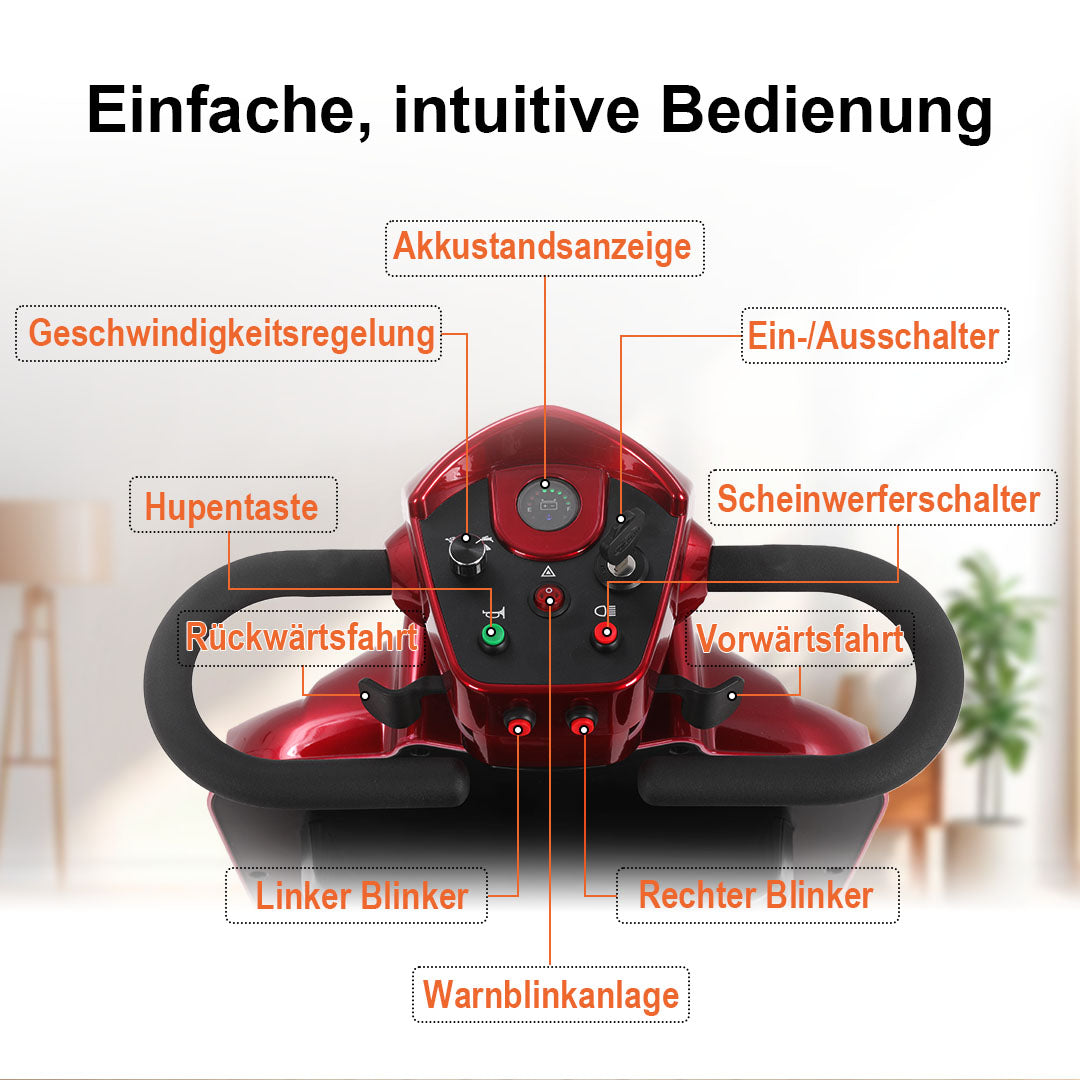 Ecomobi MS02 Plus Schwerlast-Elektromobil für Senioren – Bis zu 48 km Reichweite, 204 kg Tragfähigkeit