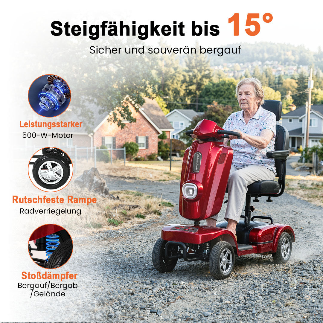 Ecomobi MS02 Plus Schwerlast-Elektromobil für Senioren – Bis zu 48 km Reichweite, 204 kg Tragfähigkeit