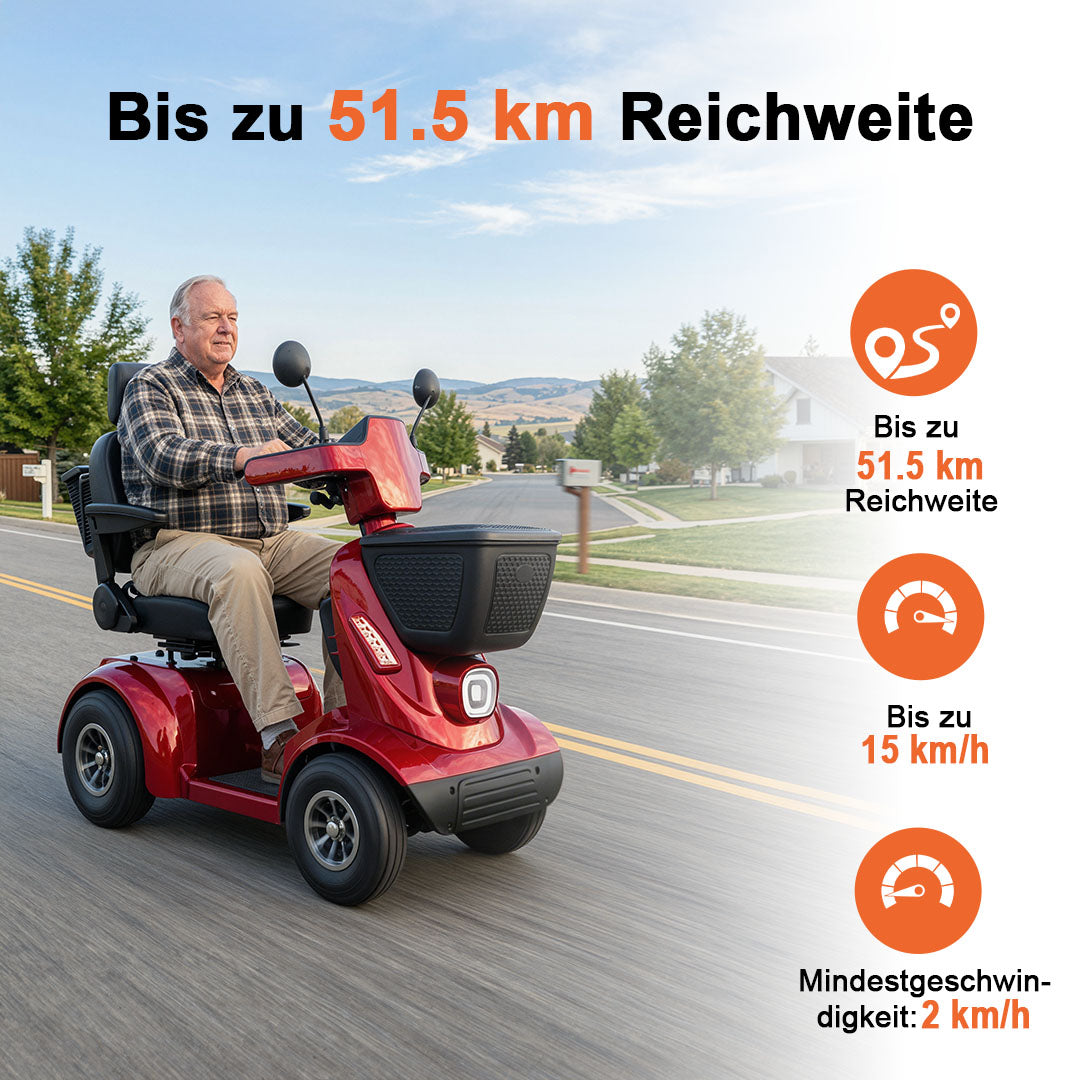 Ecomobi MS02 MAX Schwerlast-Elektromobil für Senioren – 51 km Reichweite | 227 kg Tragfähigkeit