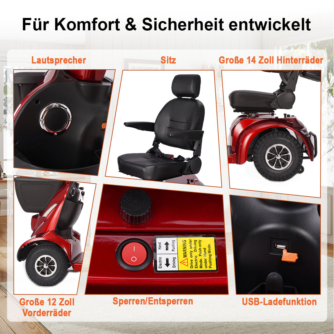 Ecomobi MS02 MAX Schwerlast-Elektromobil für Senioren – 51 km Reichweite | 227 kg Tragfähigkeit