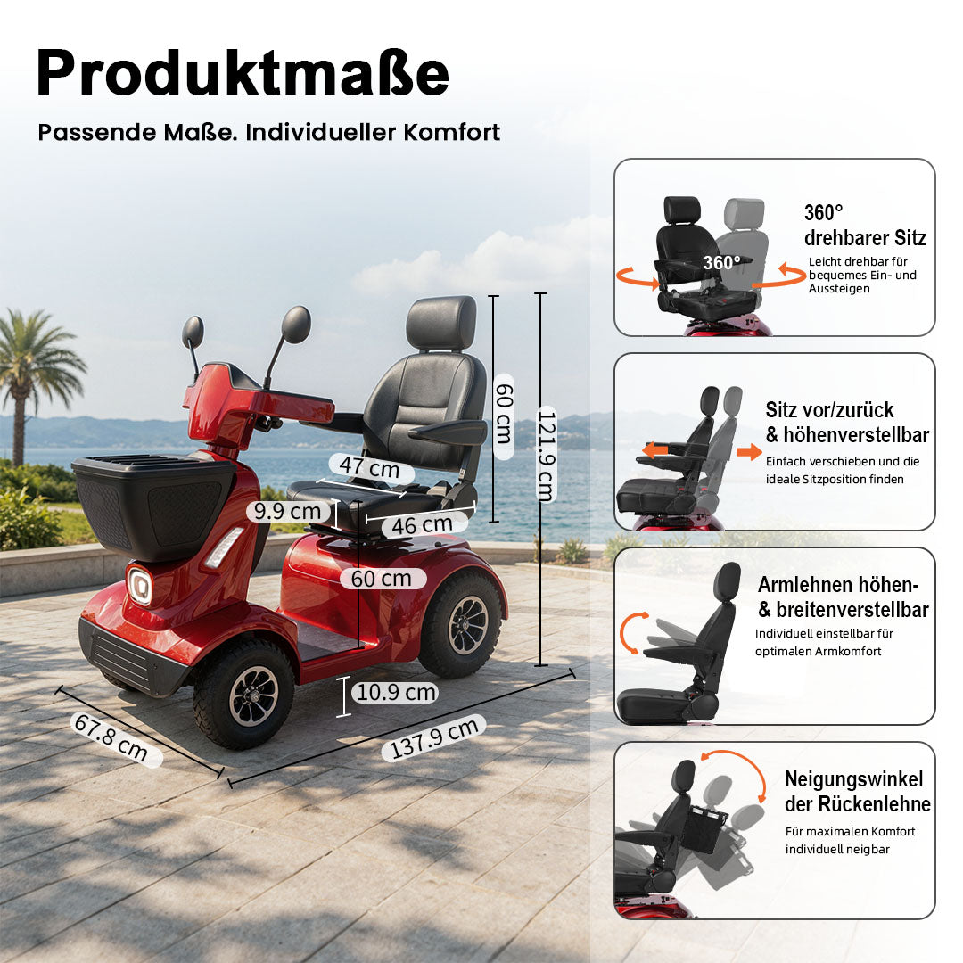 Ecomobi MS02 MAX Schwerlast-Elektromobil für Senioren – 51 km Reichweite | 227 kg Tragfähigkeit