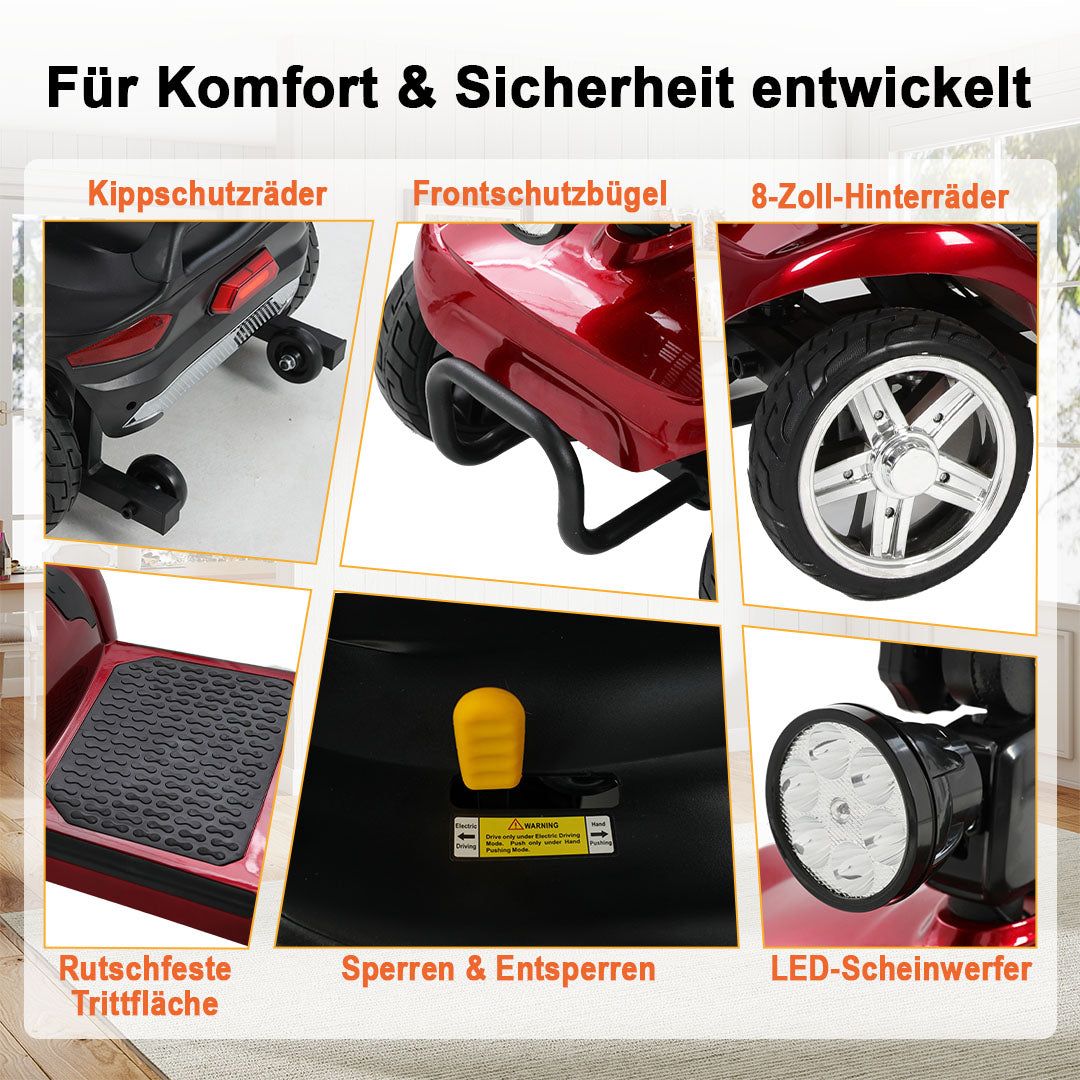 Ecomobi MS02 4-Rad Elektromobil für Senioren – Leicht & kompakt, bis zu 24 km Reichweite