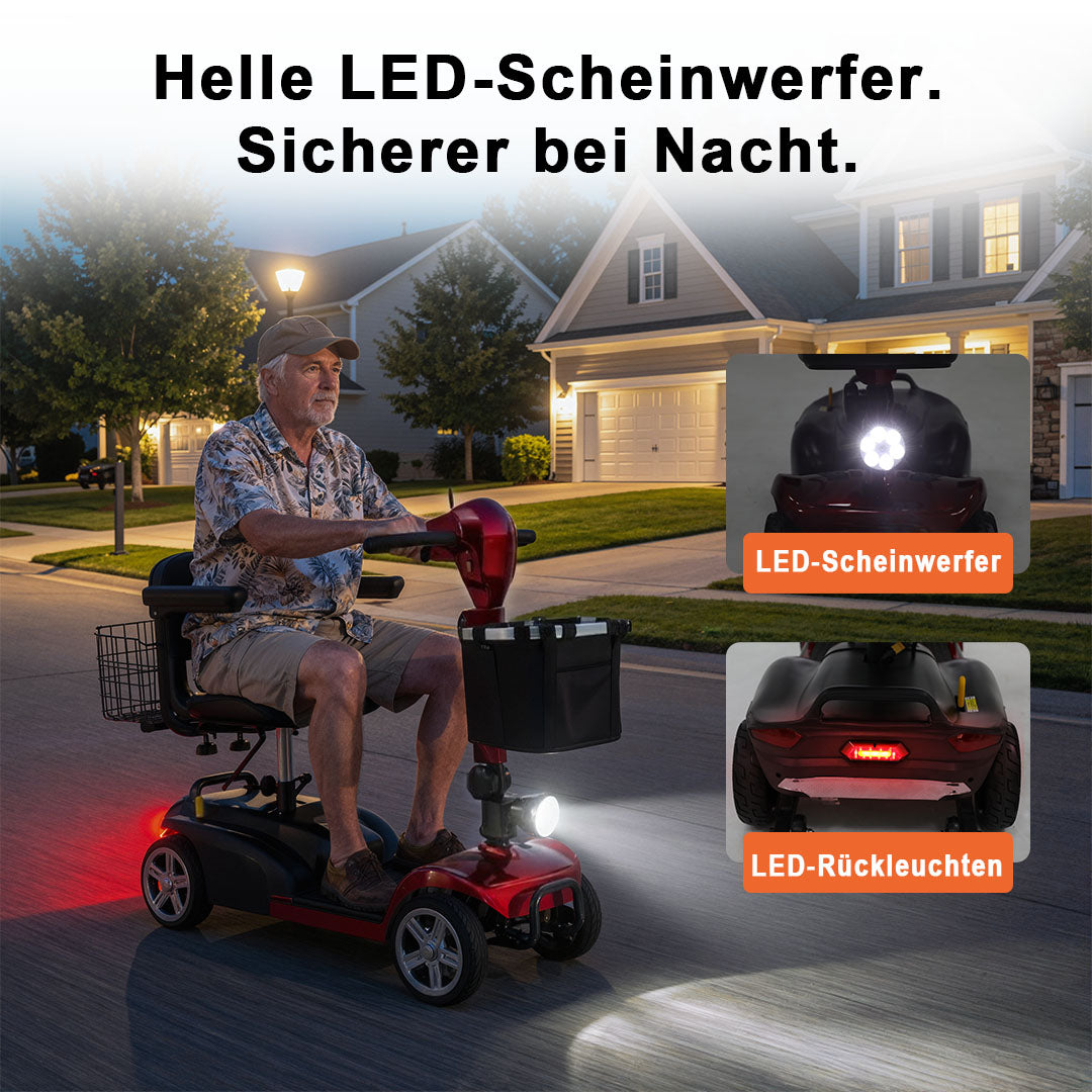 Ecomobi MS02 4-Rad Elektromobil für Senioren – Leicht & kompakt, bis zu 24 km Reichweite