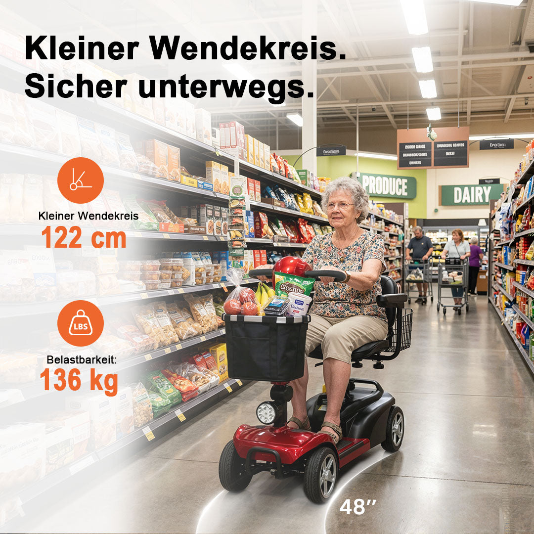Ecomobi MS02 4-Rad Elektromobil für Senioren – Leicht & kompakt, bis zu 24 km Reichweite