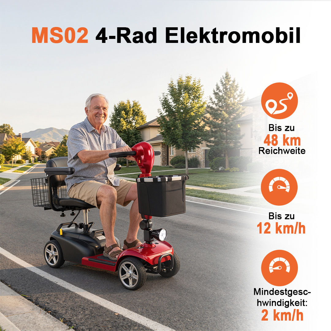 Ecomobi MS02 4-Rad Elektromobil für Senioren – Leicht & kompakt, bis zu 24 km Reichweite