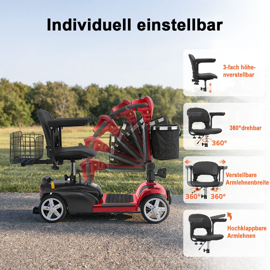 Ecomobi MS02 4-Rad Elektromobil für Senioren – Leicht & kompakt, bis zu 24 km Reichweite