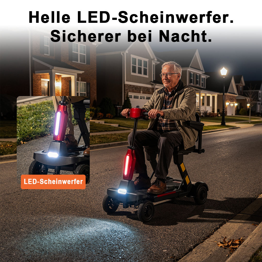 Ecomobi MS02-F Faltbares Elektromobil für Senioren – 24 km Reichweite | 150 kg Tragfähigkeit | Flugtauglich