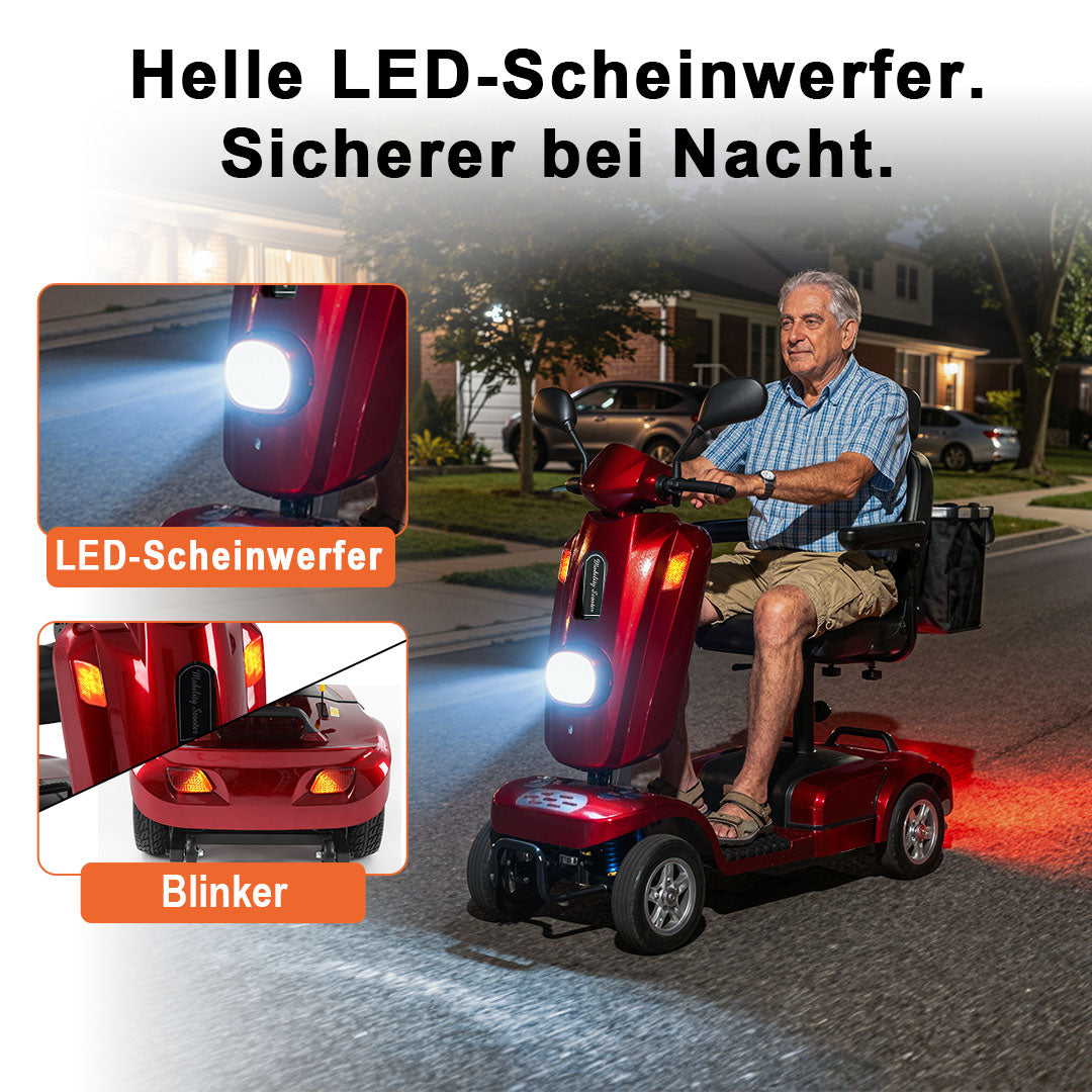 Ecomobi MS02 Plus Schwerlast-Elektromobil für Senioren – Bis zu 48 km Reichweite, 204 kg Tragfähigkeit