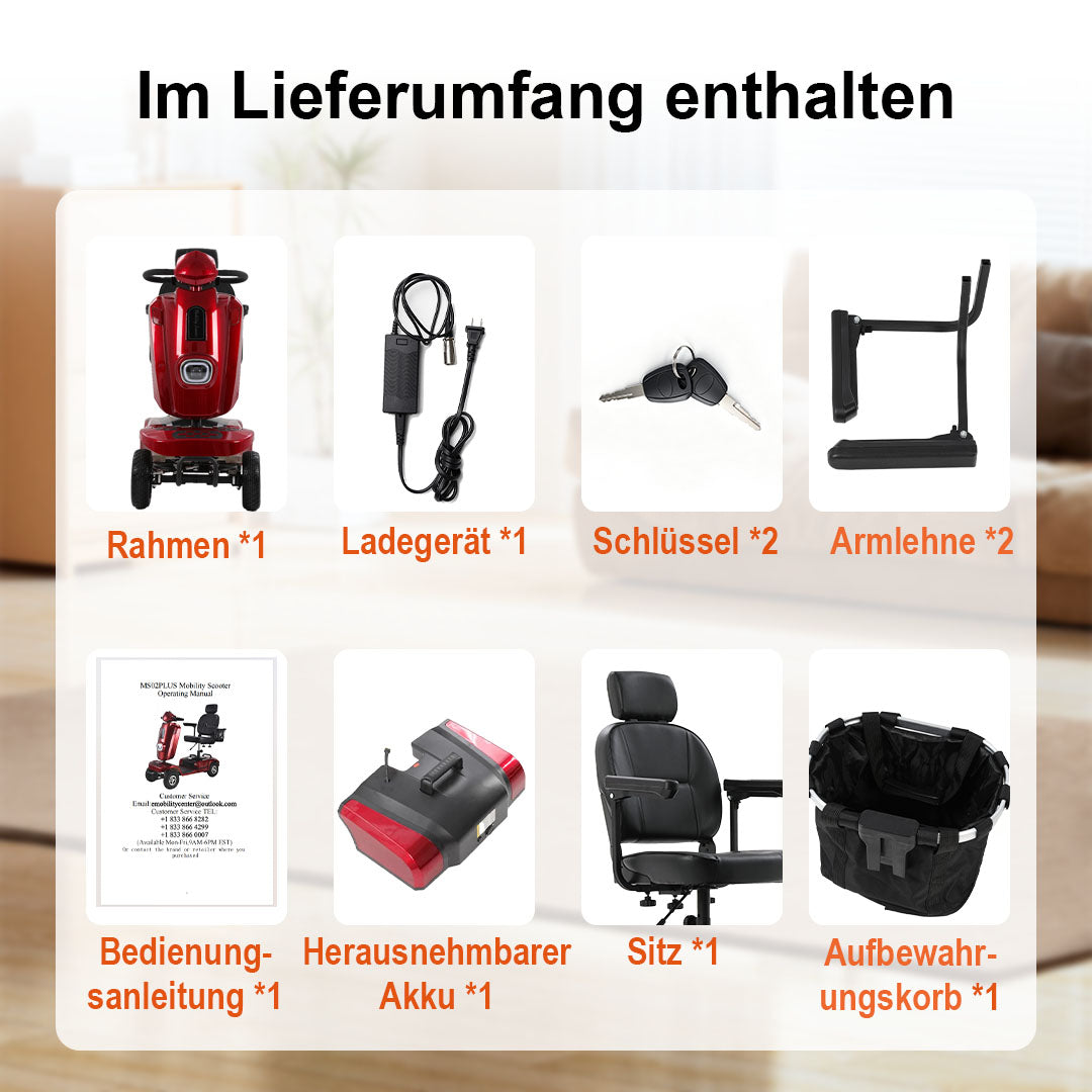 Ecomobi MS02 Plus Schwerlast-Elektromobil für Senioren – Bis zu 48 km Reichweite, 204 kg Tragfähigkeit