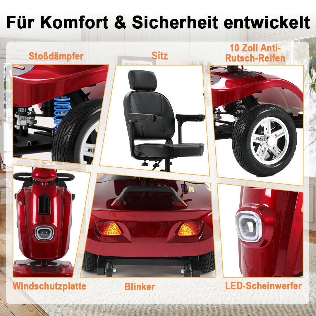 Ecomobi MS02 Plus Schwerlast-Elektromobil für Senioren – Bis zu 48 km Reichweite, 204 kg Tragfähigkeit