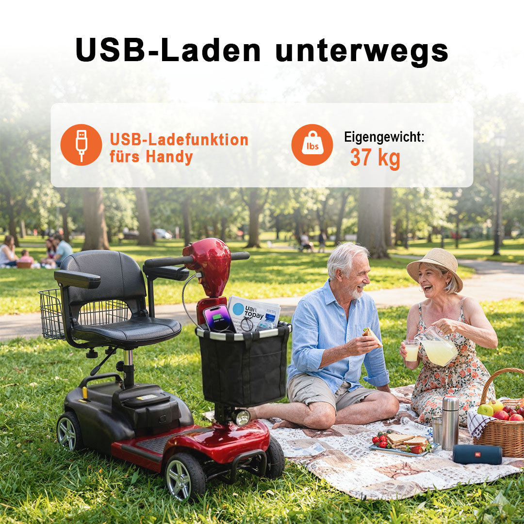 Ecomobi MS02 4-Rad Elektromobil für Senioren – Leicht & kompakt, bis zu 24 km Reichweite