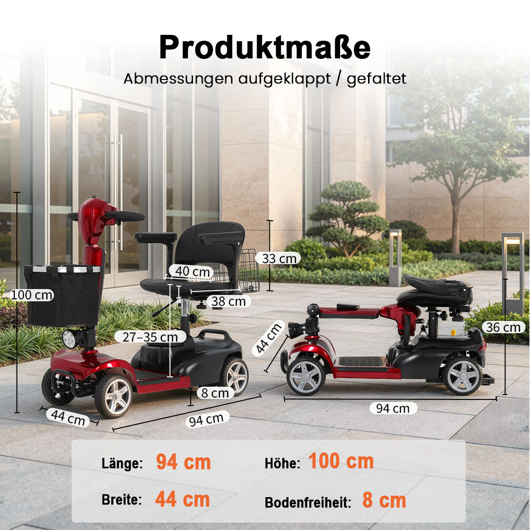 Ecomobi MS02 4-Rad Elektromobil für Senioren – Leicht & kompakt, bis zu 24 km Reichweite