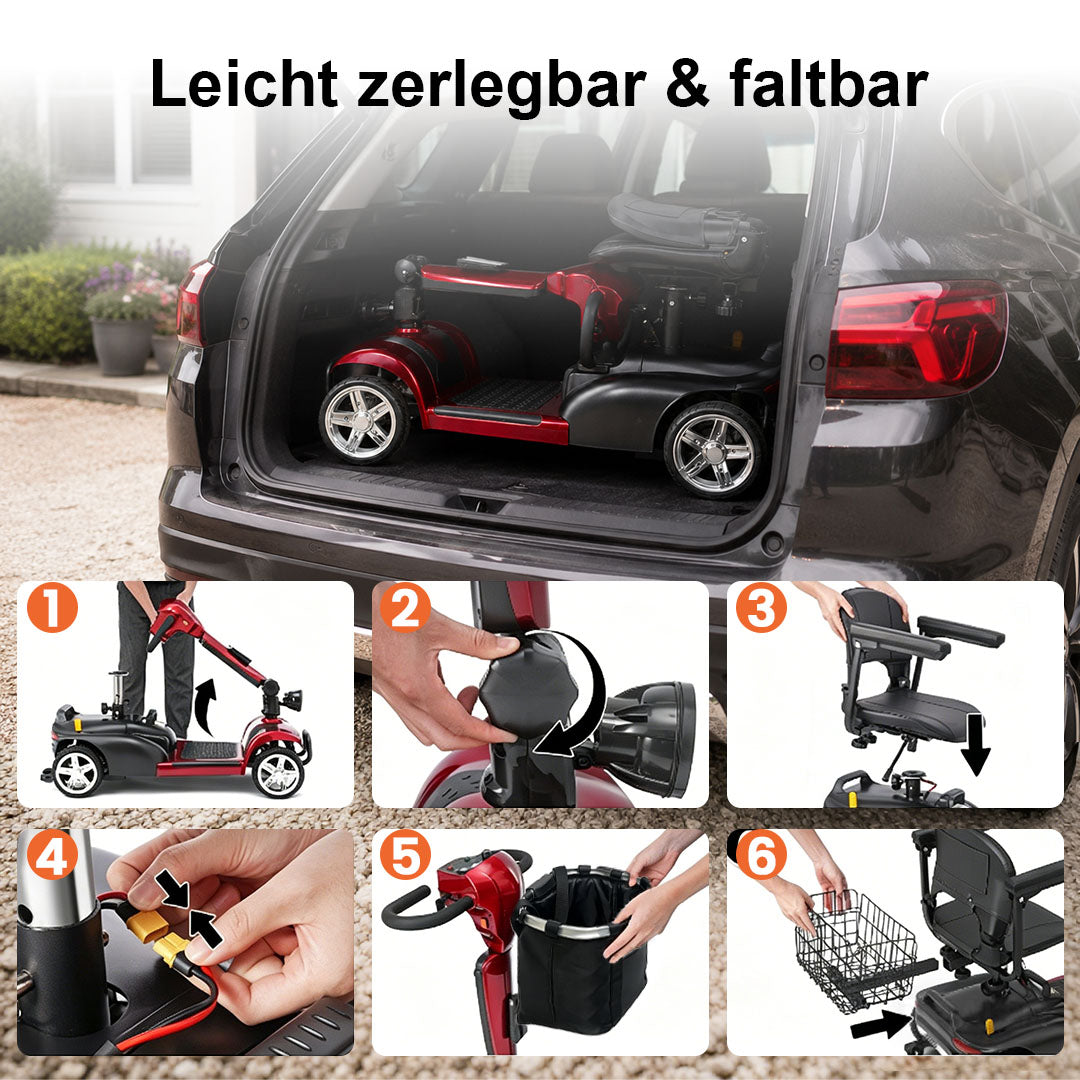 Ecomobi MS02 4-Rad Elektromobil für Senioren – Leicht & kompakt, bis zu 24 km Reichweite
