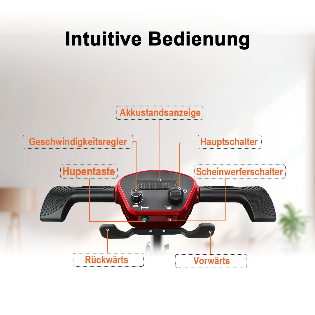 Ecomobi MS02F-Ultra Automatisch faltbarer Elektroroller für Senioren – 24 km Reichweite | 150 kg Tragfähigkeit | Flugtauglich